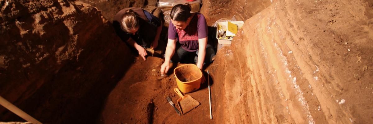 Excavating in Blanche Cave south east