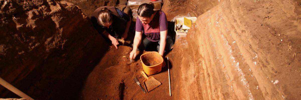 Excavating in Blanche Cave south east