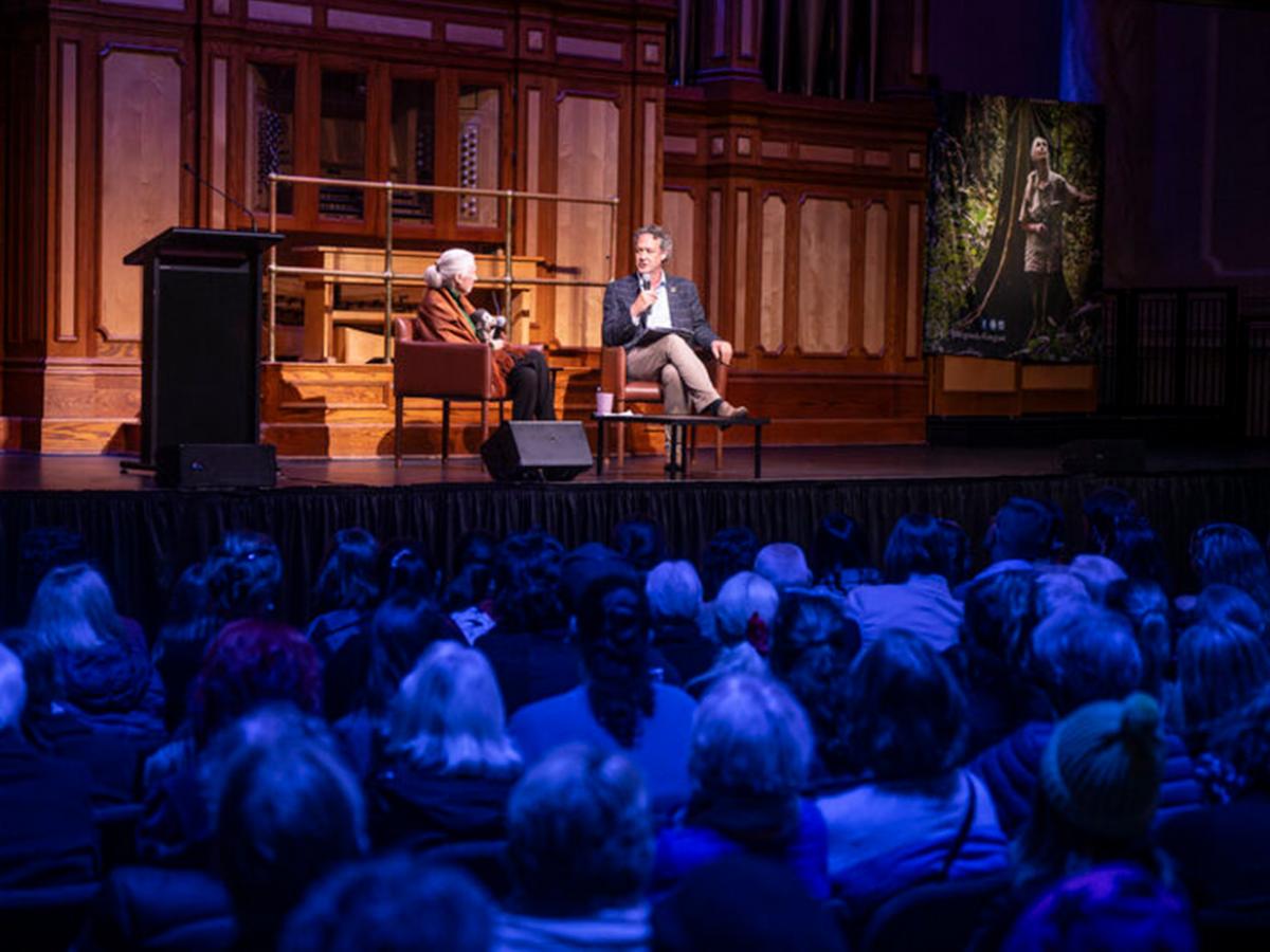 Prof Andrew Lowe and Dr Jane Goodall (image credit: Jane Goodall Institute Australia, Adam Oswell)