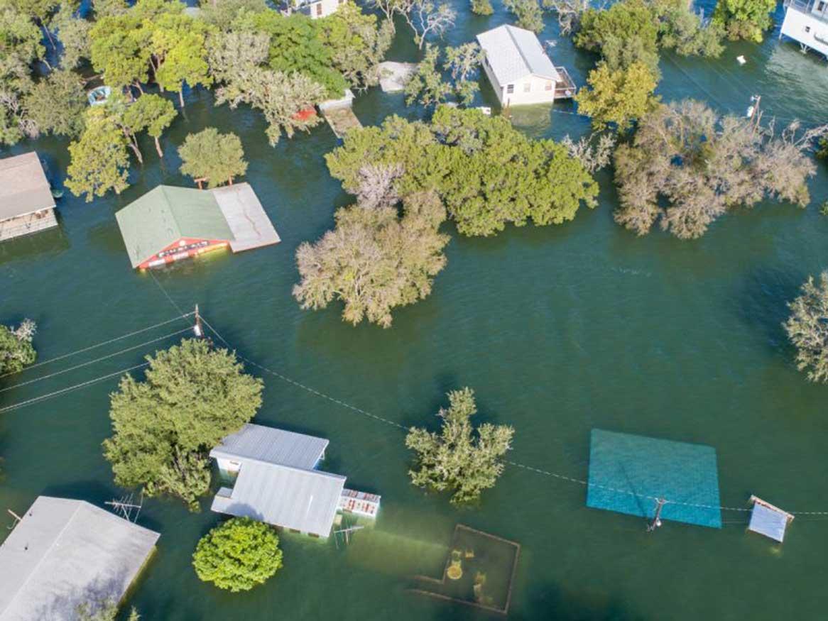 Aerial view of flooding