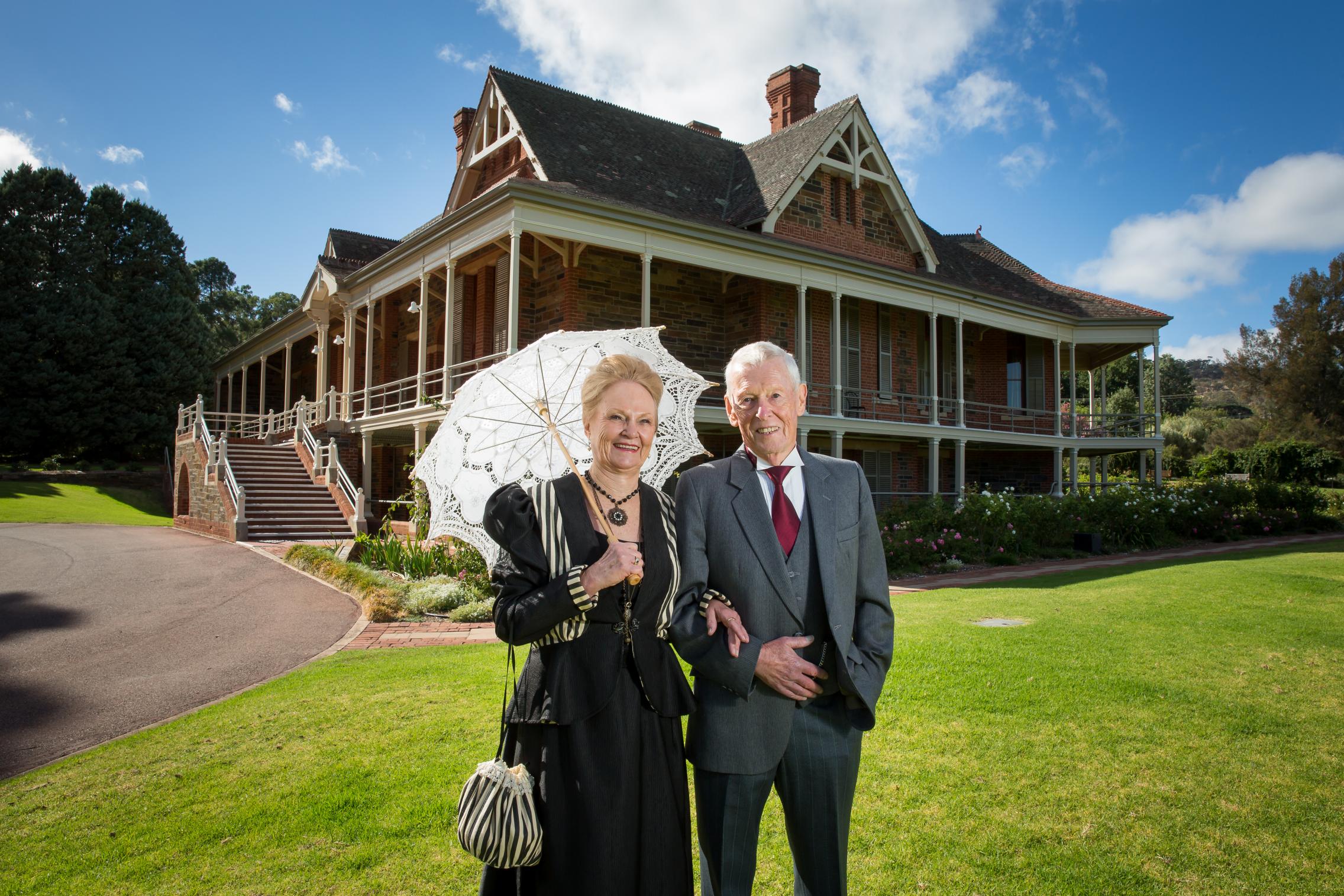 Volunteers Bill Wallce and Lyn Mackay in full costume