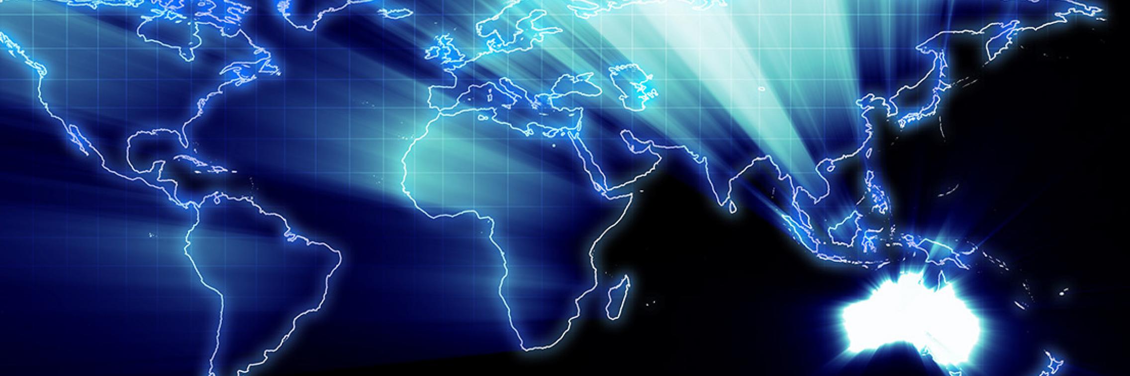 map of the world highlight australia