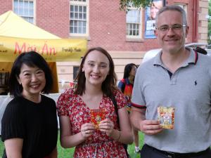 Professor Jacqueline Lo (PVCI) with ECMS staff Katie Tribe and Deputy Dean (International) of ECMS Professor Scott Smith