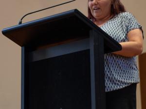 Ms Louise Mitchell, Acting Director, Wirltu Yarlu, giving the Vote of Thanks