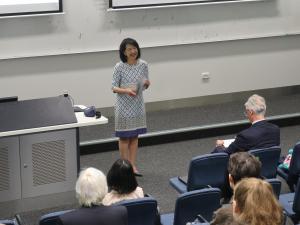 Professor Jacqueline Lo, Pro Vice-Chancellor (International) giving the introduction & acknowledgement