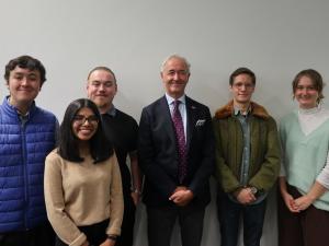 Students from the Politics and International Relations Association (PIRA) with His Excellency Mr Paul Gulleik Larsen, Ambassador of Norway