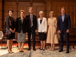 Group photo - Chancellor, Governor & panel