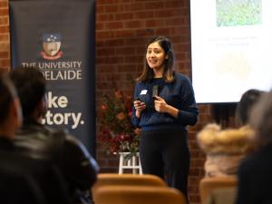 Sreshtha Malik presenting at Falling Walls Lab Adelaide 2025