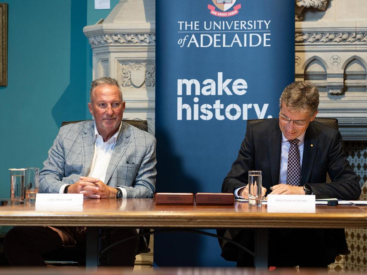 Lord Ian Botham OBE, Trade Envoy to Australia | Professor Peter Hoj AC, Vice-Chancellor and President 