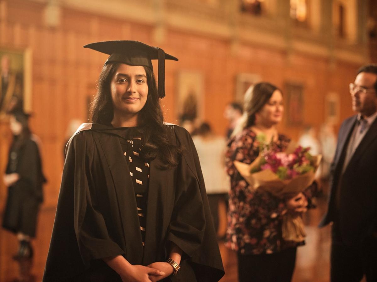 Student at graduation ceremony