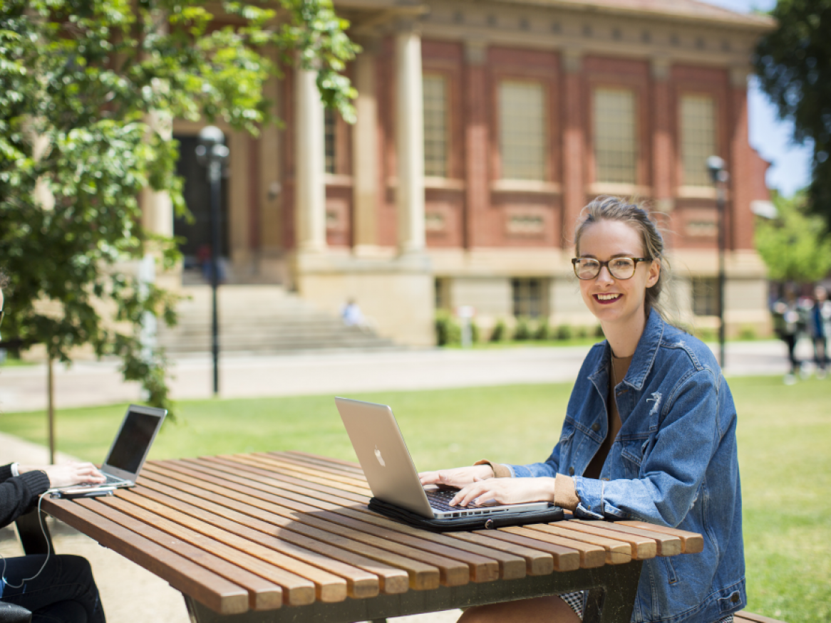 Student on Maths Lawns