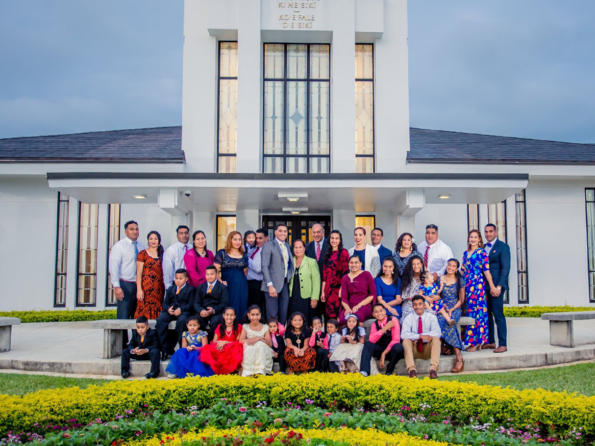 Hehea and family outside church