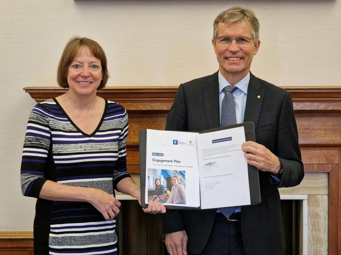 University of Nottingham’s Vice-Chancellor and President Professor Shearer West CBE with Professor Peter Høj AC, Vice-Chancellor and President of the University of Adelaide.