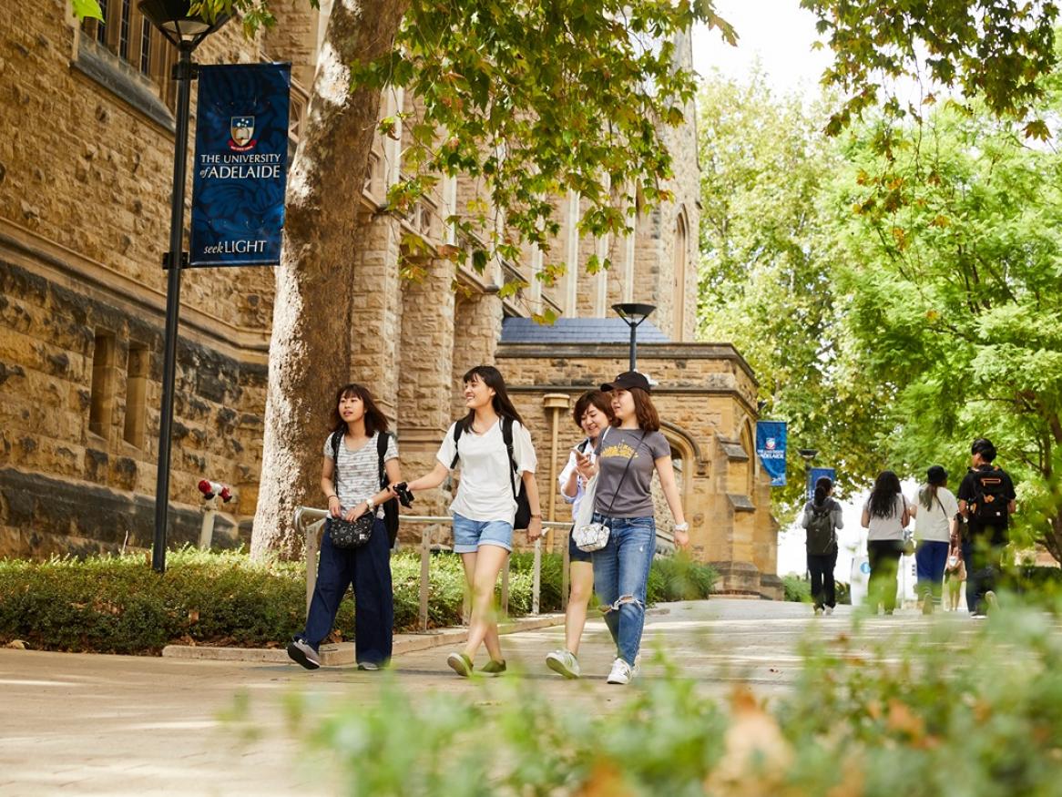 Students walking on campus