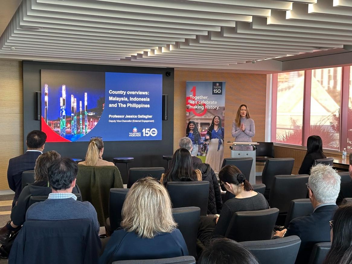 Professor Jessica Gallagher presenting at a Global Opportunities and Impact Forum
