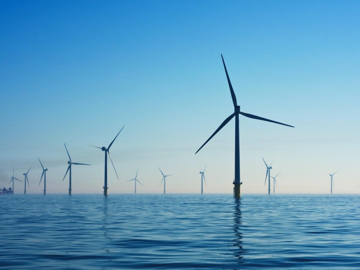 Wind farm in the ocean