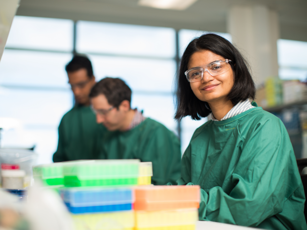 AHMS building wet lab with staff researchers