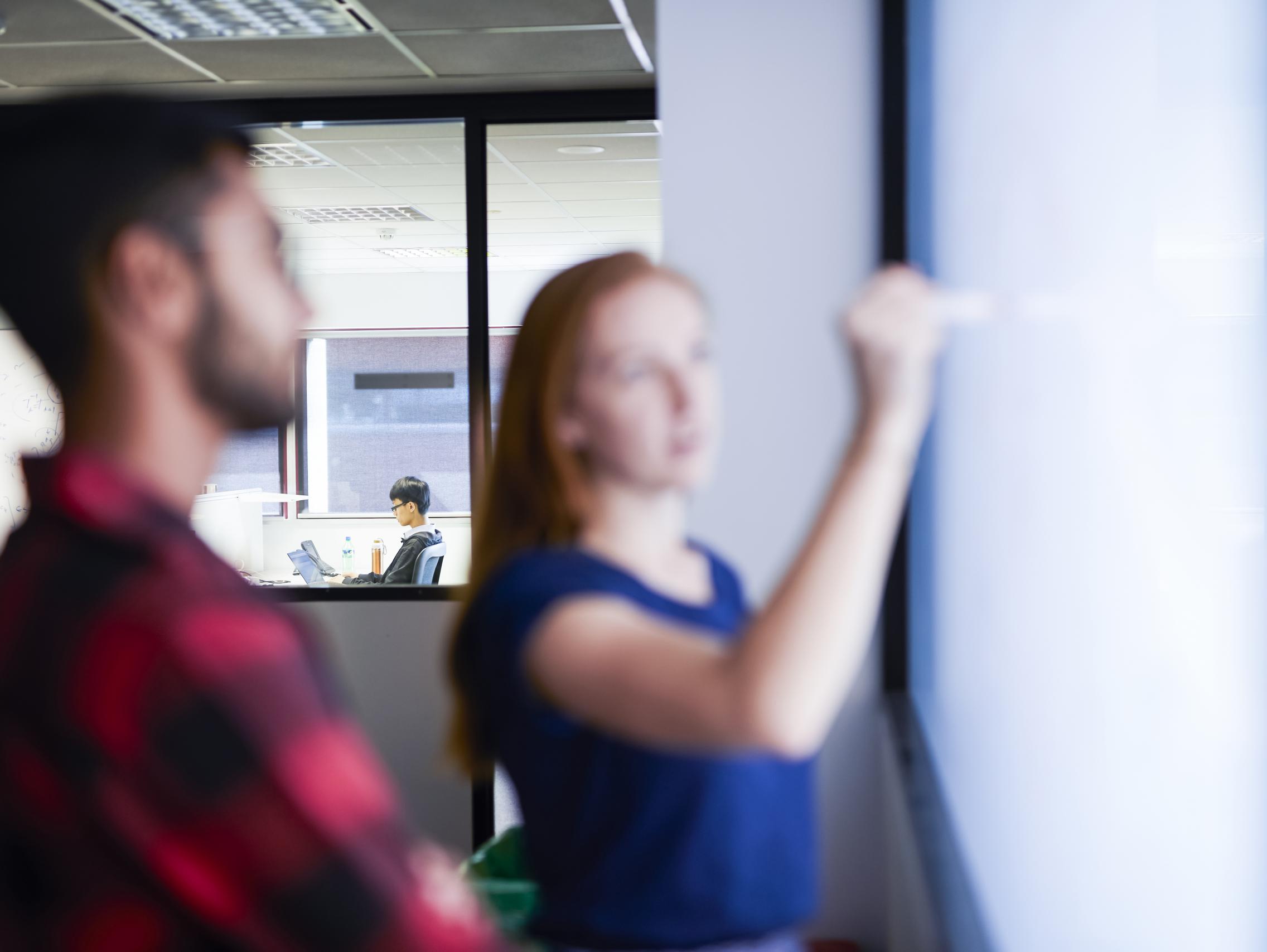 students at work