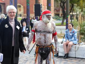 University Chancellor, Hon Catherine Branson AC QC with Uncle Fred Agius