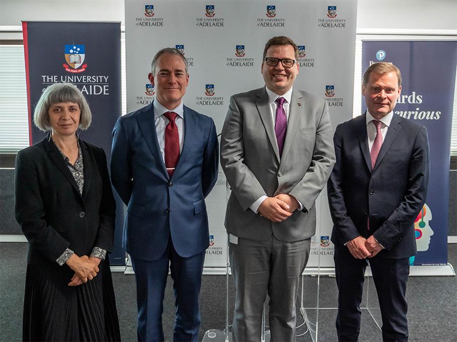 Pictured: Professor Philippa Levy, Pro Vice-Chancellor – Student Learning; David Barnett, Managing Director – Asia Pacific, Pearson; Hon John Gardner MP, South Australian Minister for Education; Professor Peter Rathjen AO, Vice-Chancellor and President. 