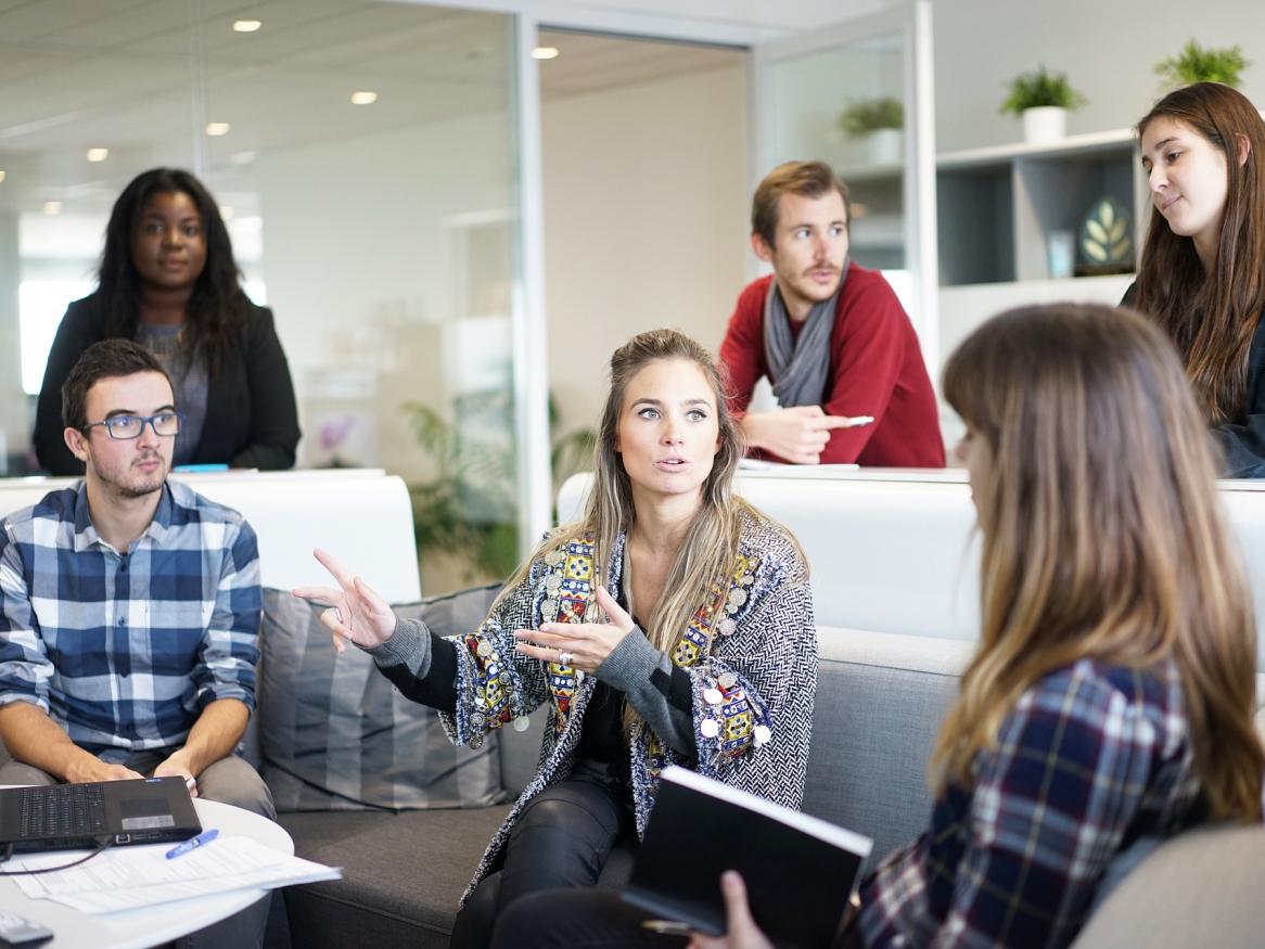 Photo of a workplace discussion