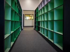 Photograph of new storage locker area in Johnson lab