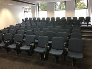 Photo of a small lecture-style seminar room in the Napier building