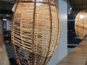 Close up of the handwoven light shades in Tirkanthi Yangadlitya