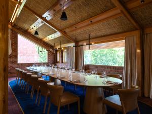Dining room with a set table