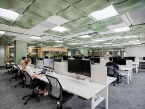 HDR Hub showing people at computers and a wavy ceiling 