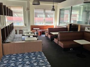 Student lounge in the Mawson building with furniture and storage