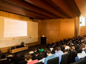 The Braggs interior with lecture