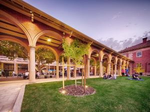 The Cloisters lawns at dusk