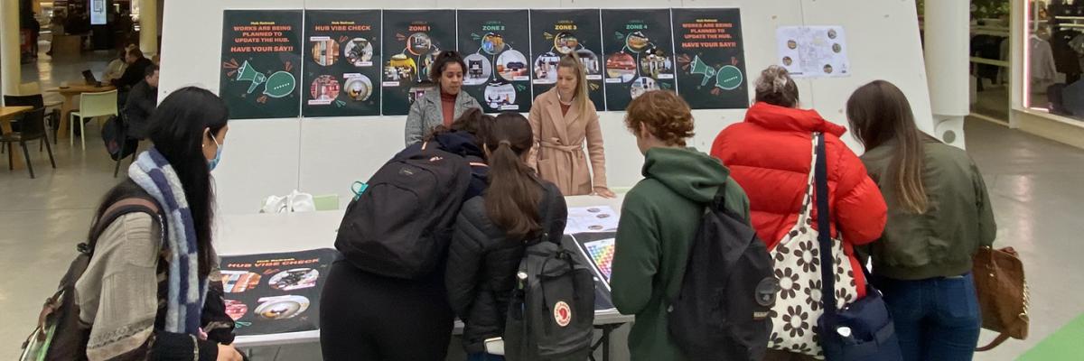 students browsing student hub refresh proposal