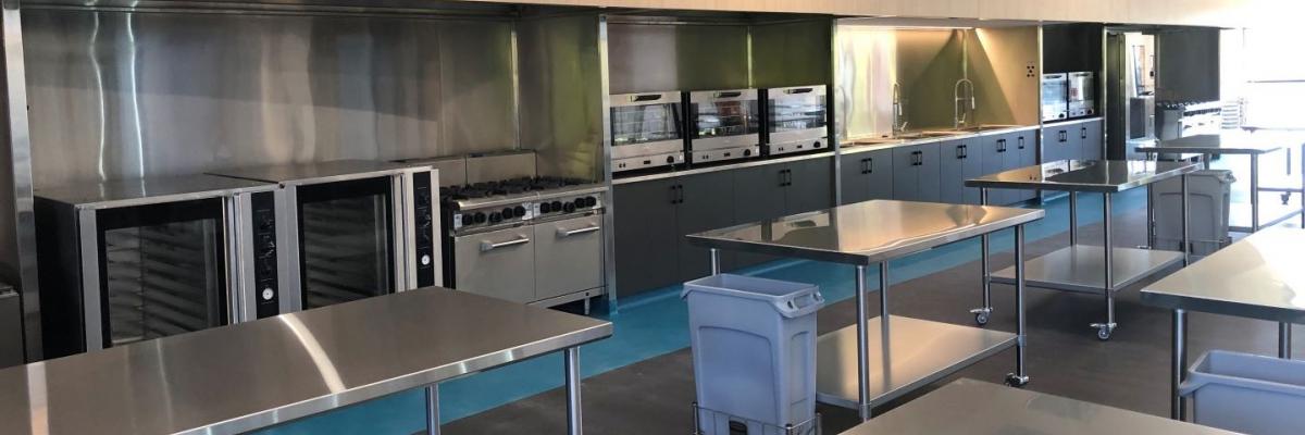 Wide shot of the Food Innovation Laboratory with ovens and benches
