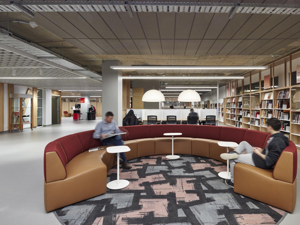 Photo of students studying in the library