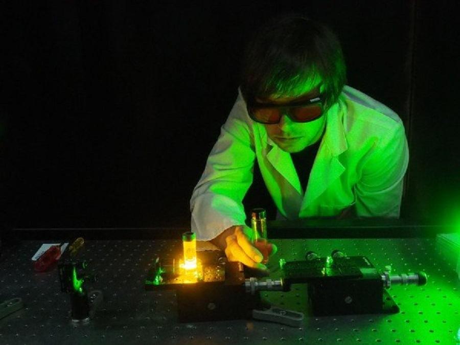Dr Erik Shartner testing samples with ph sensor