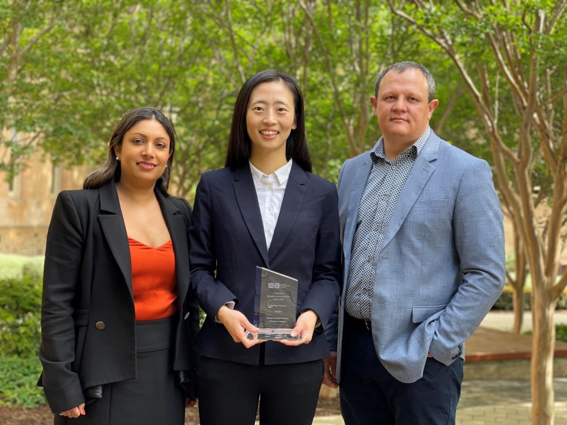 Aisha Sirop, Dr Jiawen Li and Francois Duvenage with KCA award