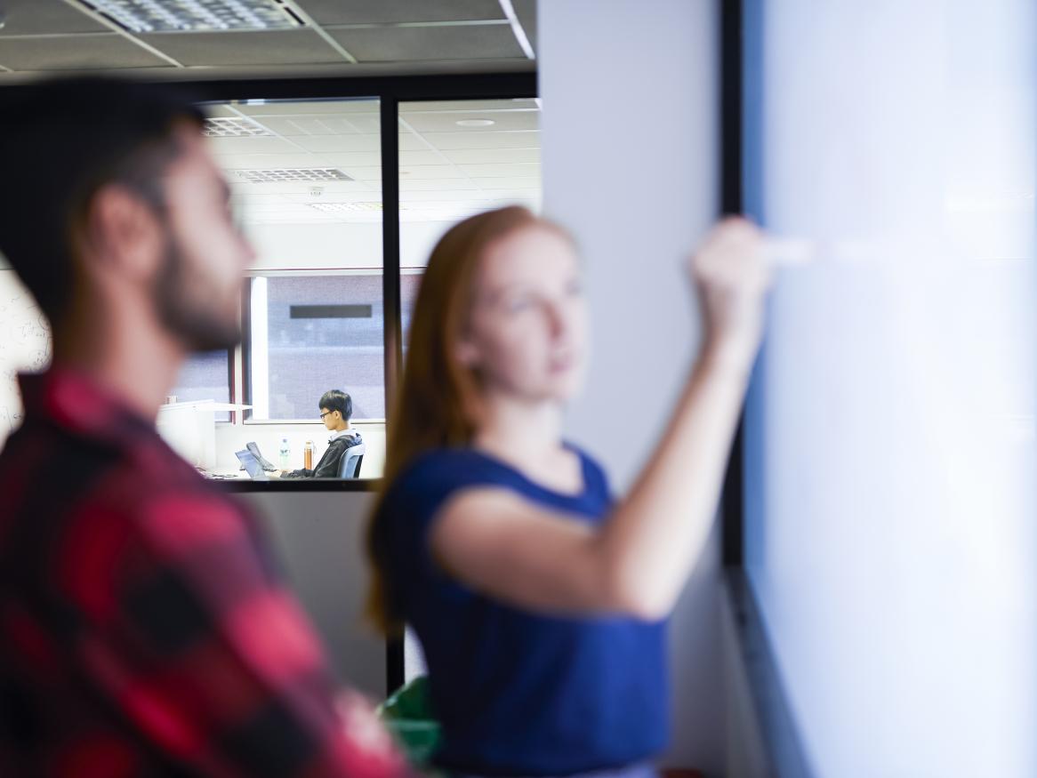 students at work