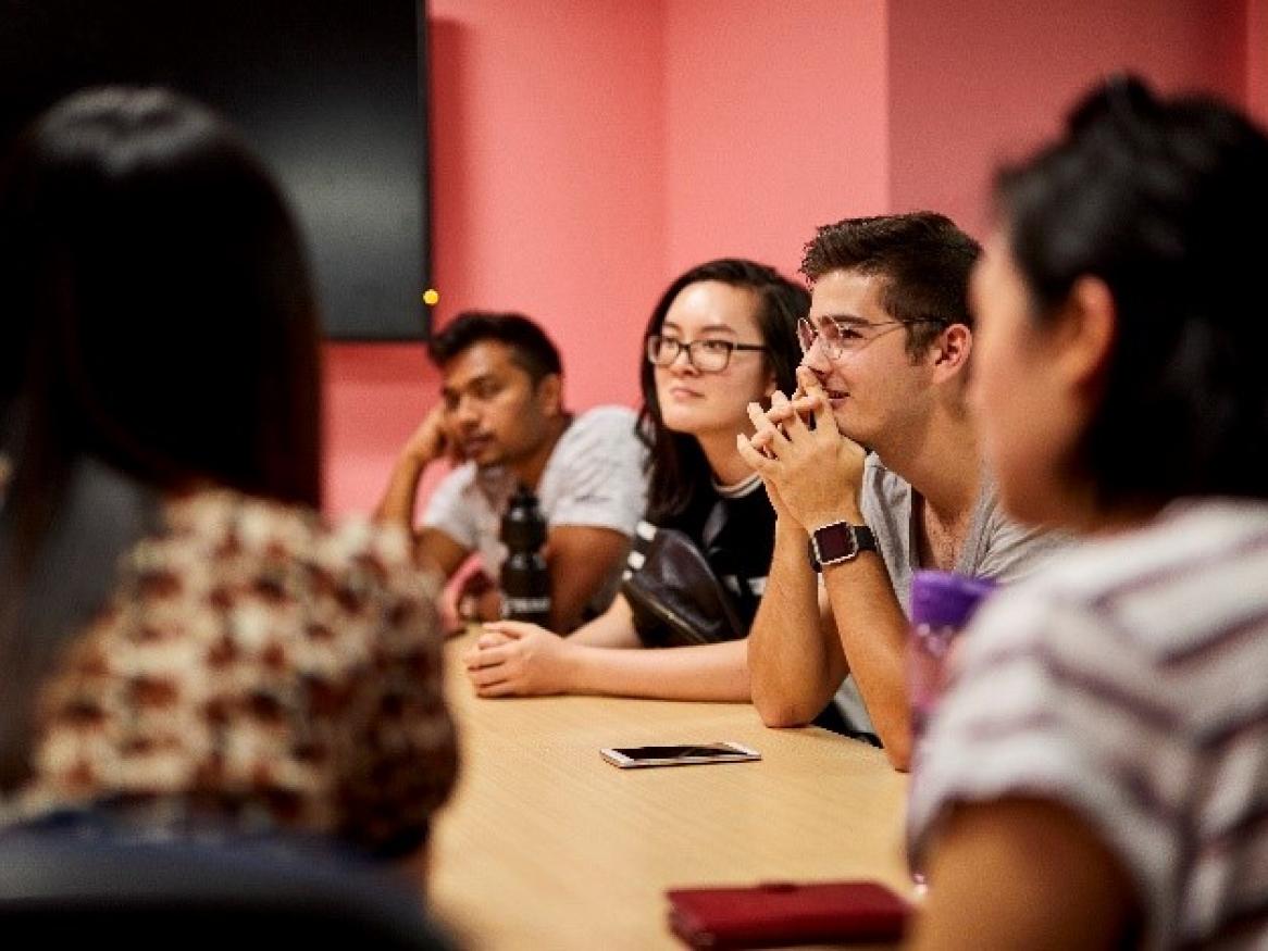 Students around a table