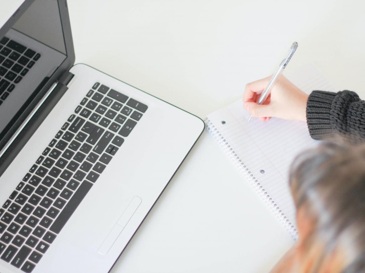 Student in front of laptop