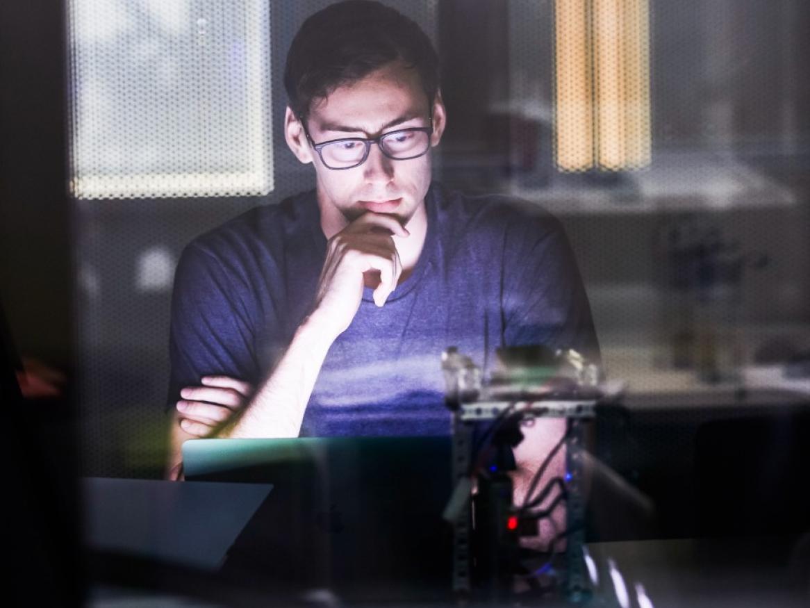 Person working at computer screen