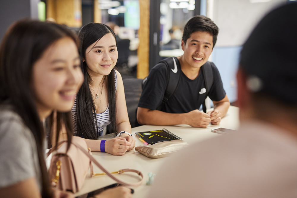 Students engaged in conversation
