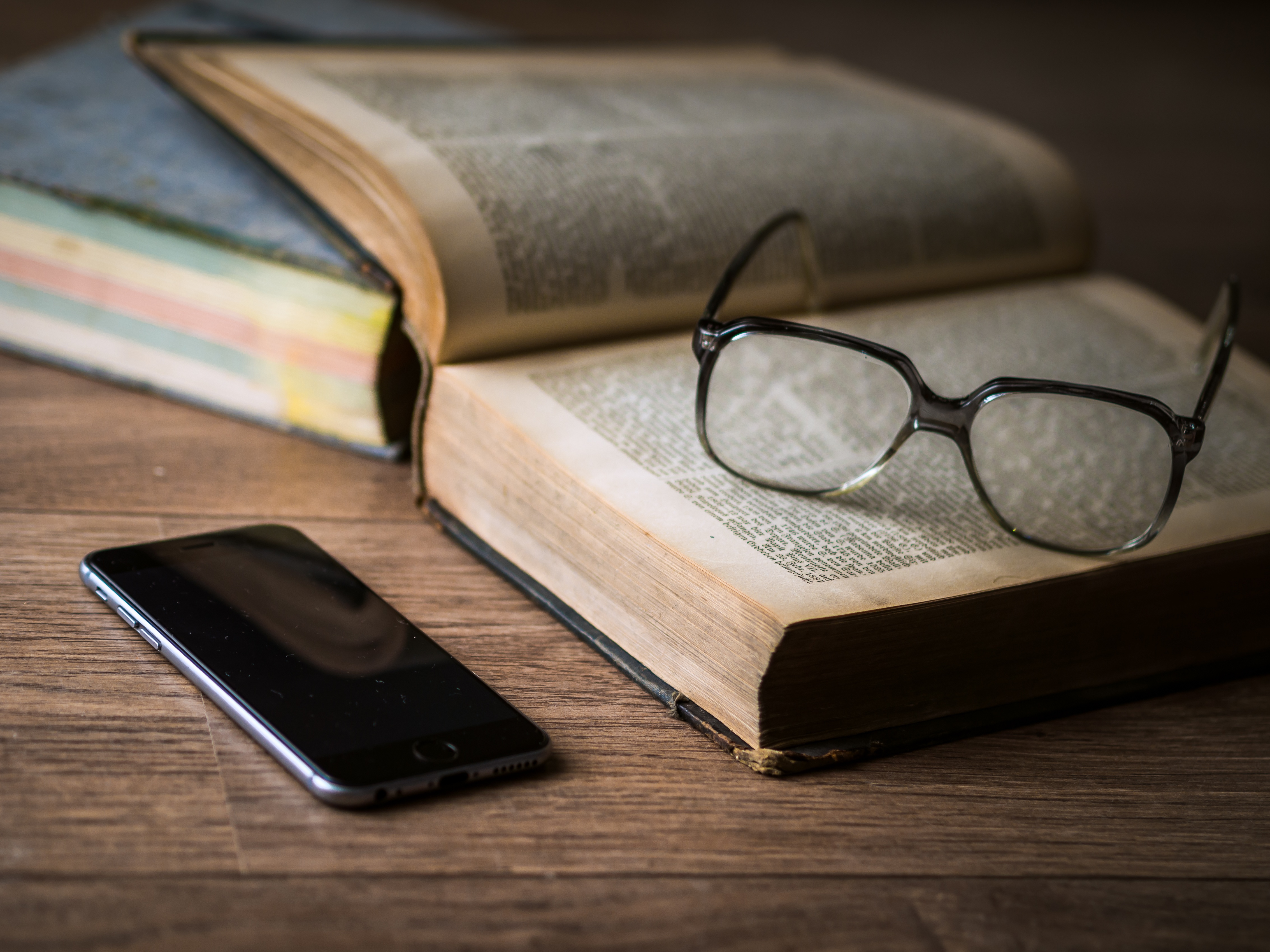glasses on book
