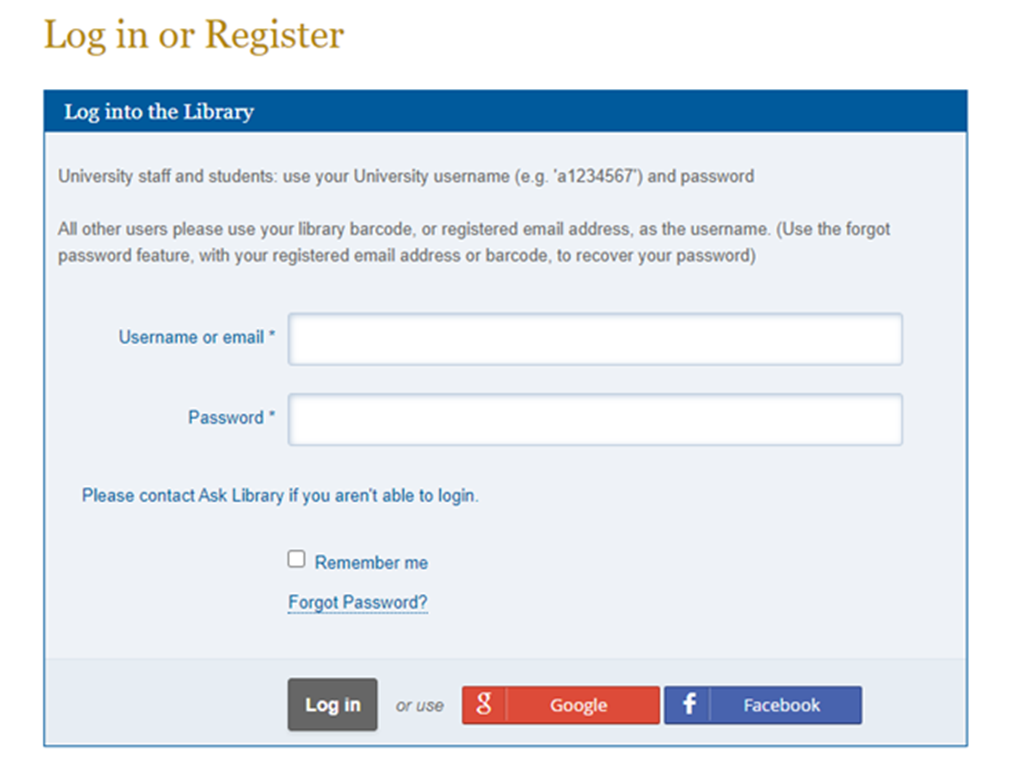 Pubmed Login screen