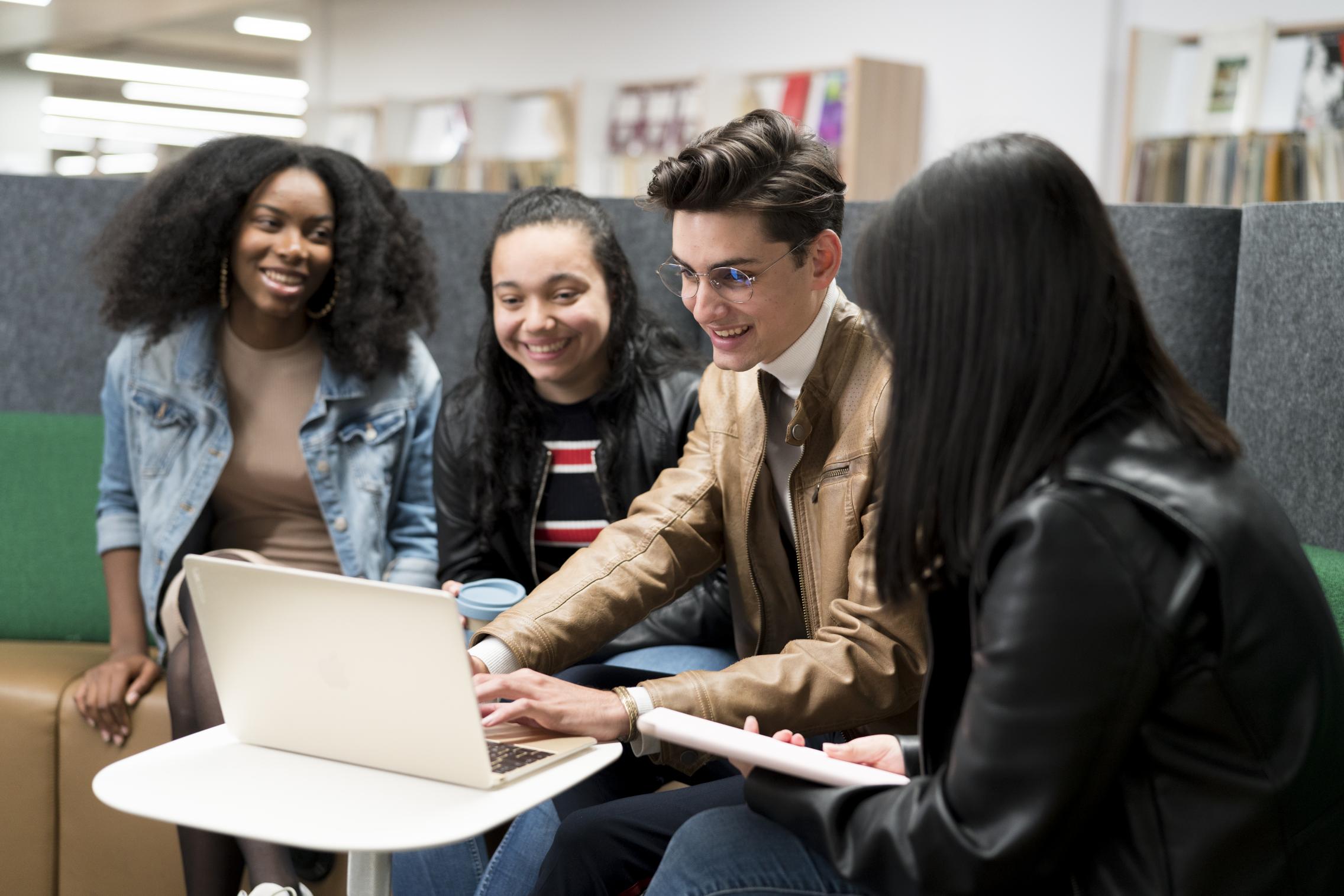Students in the library
