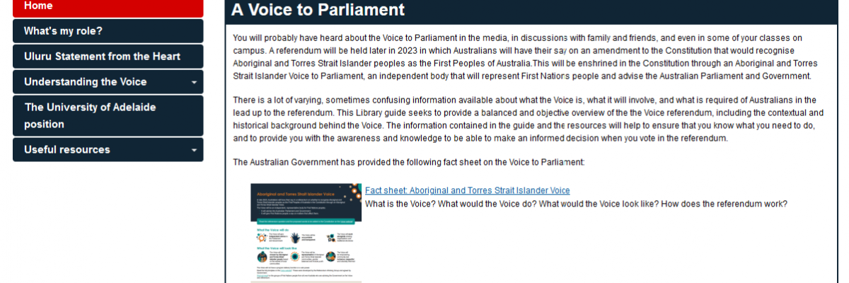 A screenshot of the A Voice to Parliament online guide