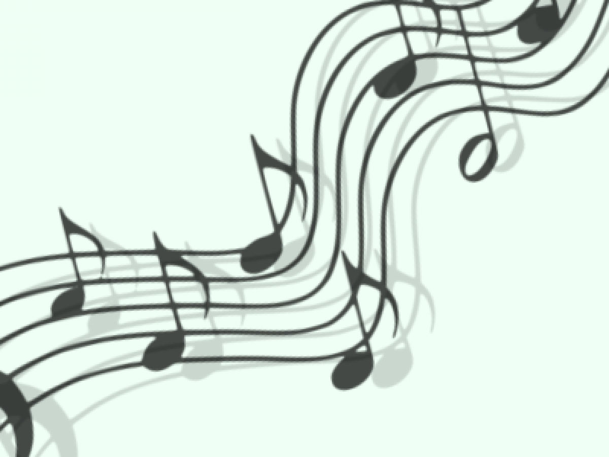 music notes on a green background