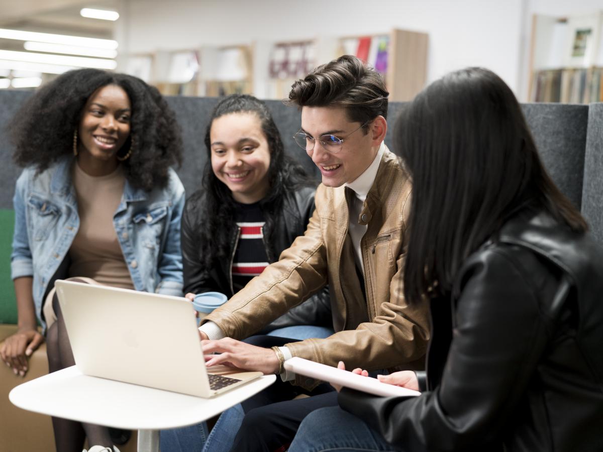 Students in the library 