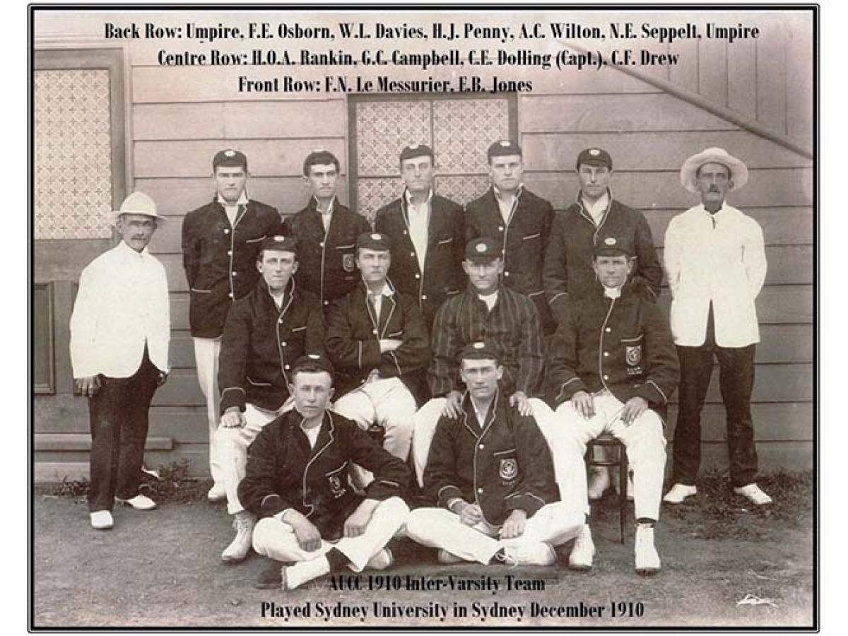 The University of Adelaide Cricket team in 1910